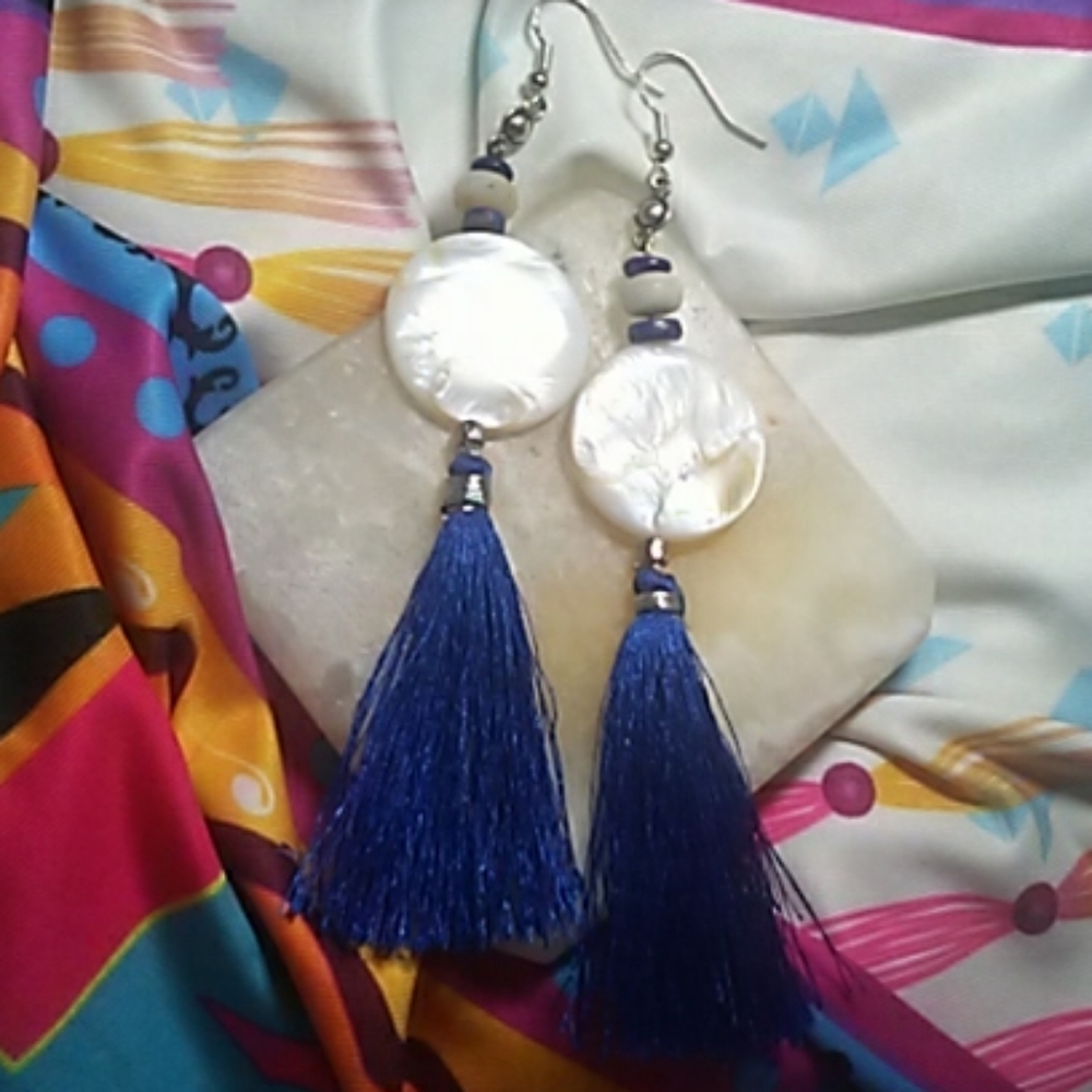 Shell, Tassel & Gemstone Earrings